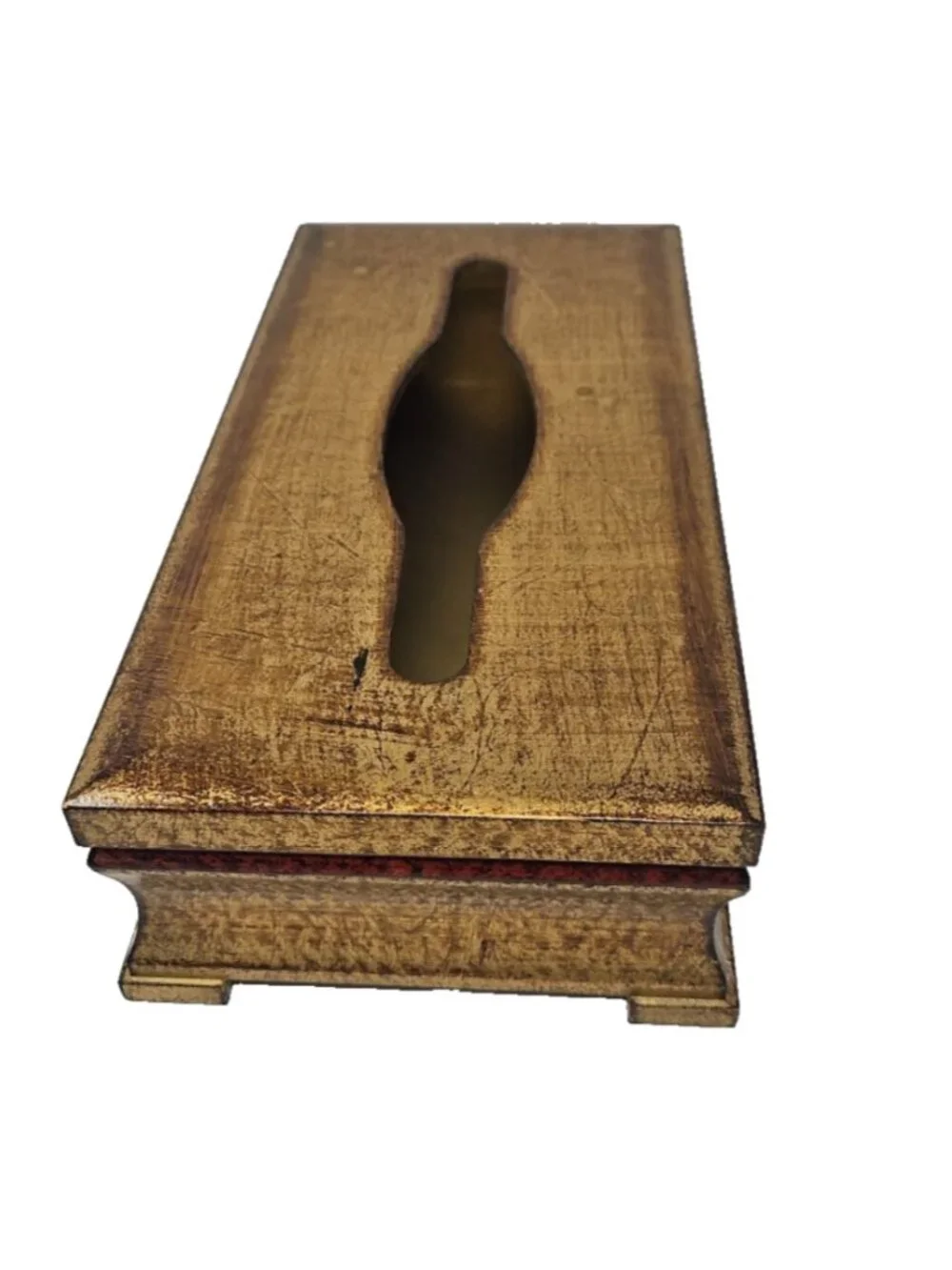 Vintage 1990s Labrazel Italian Florentine Gilded Wood Tissue Box Luxury Label